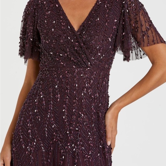 Mac Duggal 35109 NWT Embellished Flutter Sleeve Gown - Picture 3 of 14